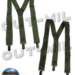 Bretelle per pantaloni larghezza 4 Cm (3 clip) Verde Militare, Mimetico