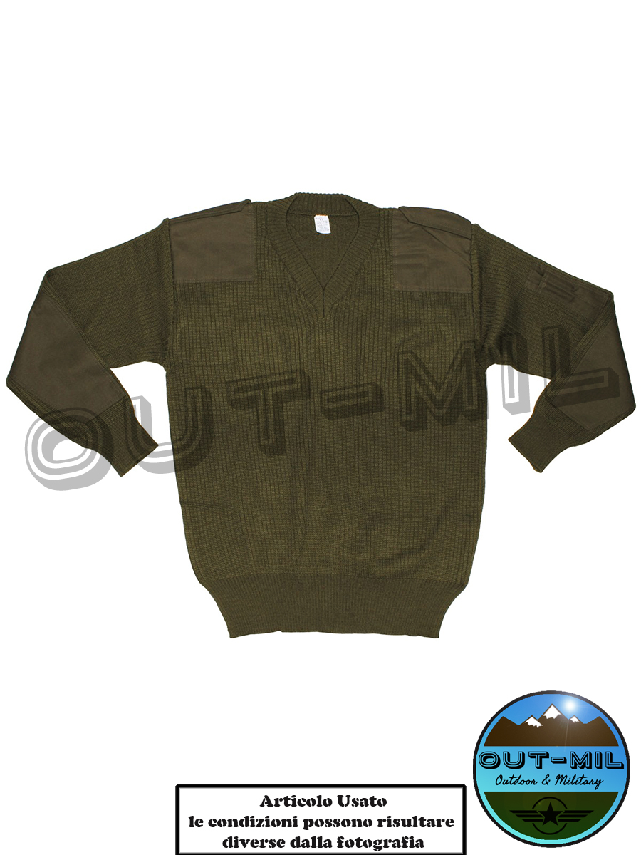 Maglia Maglione scollo a V in lana con toppe originale militare Italiano  usato – OUT-MIL Outdoor & Military