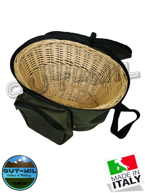 Borsa tracolla artigianale per raccolta funghi castagne con gerla cesto in vimini - immagine 11